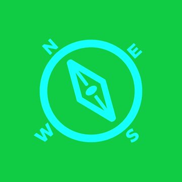 Green Screen Navigation Compass Icon for Map Overlay