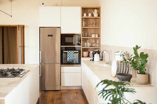 Modern and luxury white kitchen 