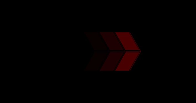 A horizontal force teal chevron arrows pointing left to right position animation. Futuristic arrow animation shows direction and movement graphic design 4k video

