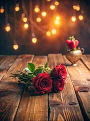 Obraz premium Romantic gesture on a vintage wooden table