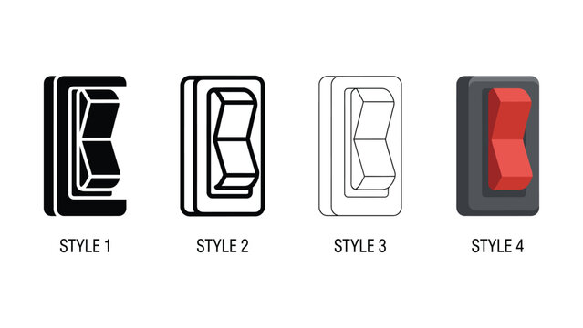 Four different styles of toggle button switches in graphic design