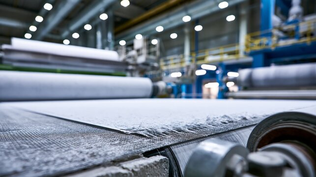 Wet paper fiber forming on a wire mesh in the forming section of a paper machine. Concept of paper sheet formation.