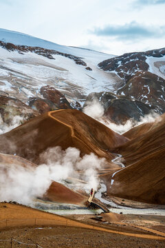 Two hikers at Kerlingarfj&ouml;ll geothermal valley, Iceland
