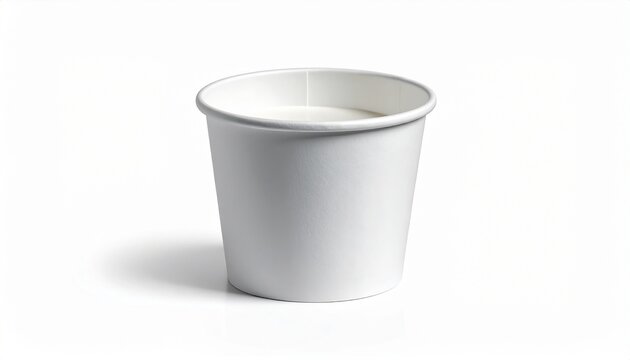 Blank white disposable paper cup mockup for ice cream or dessert, professional studio photography of a versatile round container for branding, marketing, and food service display