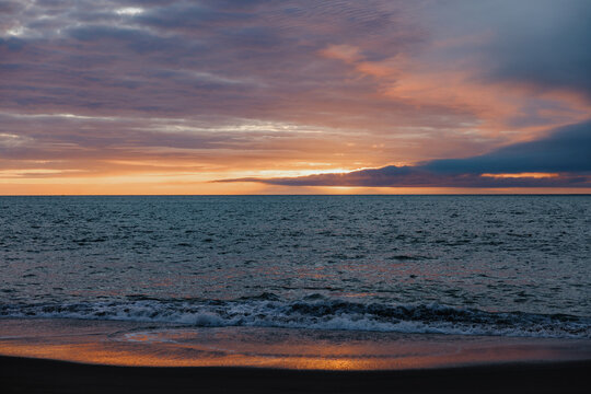 Ocean Sunset With Colorful Clouds
