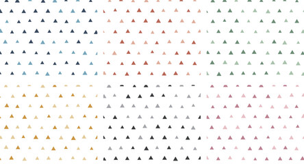 Scandinavian style triangle geometric pattern backgrounds, set of 6 color variations © sa