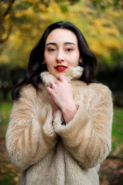 Woman in coat during autumn