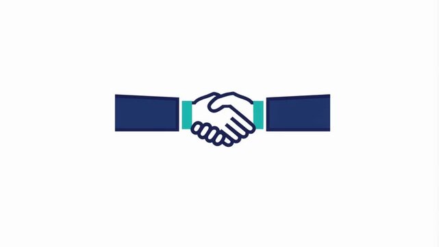 Animated Handshake Representing Business Agreement, Partnership, and Professional Cooperation