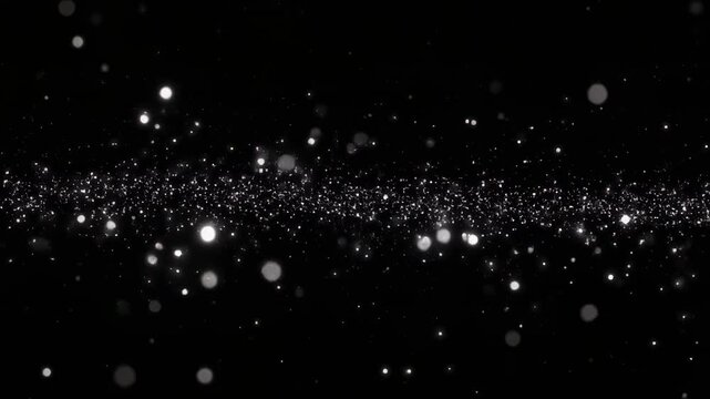Floating glowing particles in dark space animation