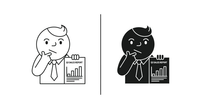 Thinking businessmen comparing q3 sales reports