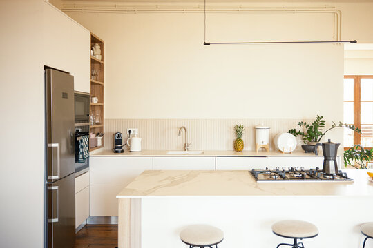 Modern and luxury white kitchen 