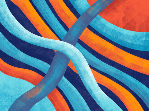 Colorful lines create patterns on a flat surface in abstract design