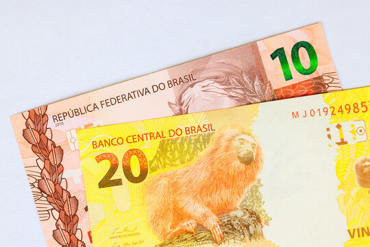 BRL Brazilian reais cash banknotes with 10, 20 denomination values