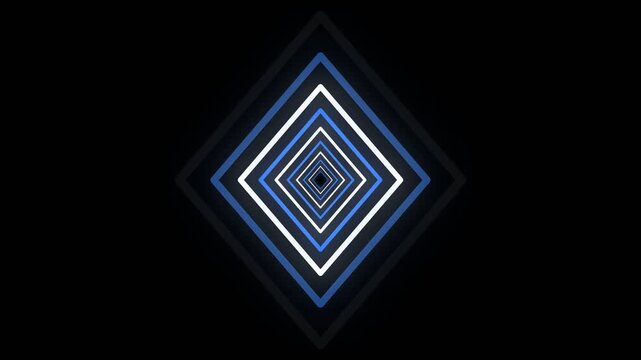 Glowing rhombus shapes forming a rhythmic tunnel motion in this modern digital graphic design animation for creative visual media projects