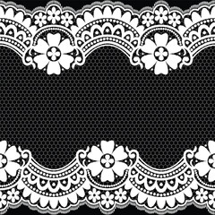 Obraz premium Abstract lace ribbon seamless pattern with elements flowers