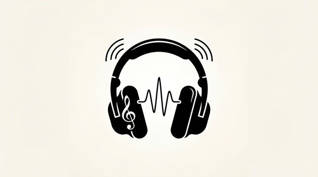 Black Headphones Line Art Vector Icon for Audio Music Listening Design
