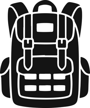 Minimalist tactical backpack vector icon military rucksack silhouette