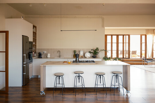 Cozy and luxury white kitchen 