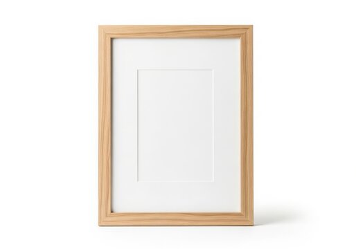 Empty wooden picture frame with glass