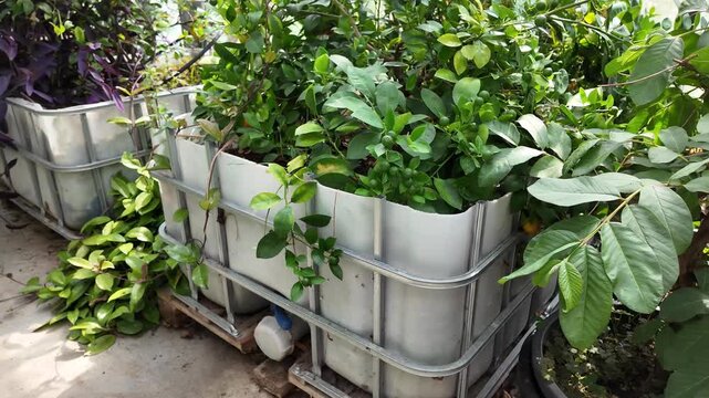 Calamondin citrus tree flowering and fruiting in a greenhouse, healthy home cultivation with fragrant blossoms and ripening fruits on a compact citrus plant