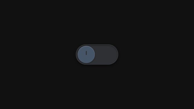 Interactive toggle switch animation showing fluid power state changes from off to on in this digital motion user interface clip