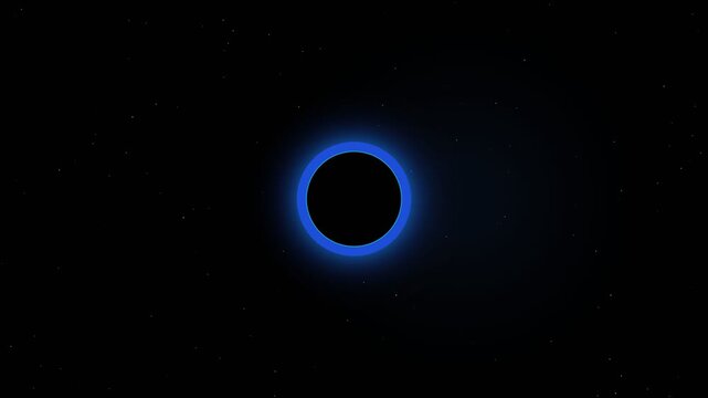 Glowing blue celestial ring eclipsing a bright white star in deep space captured during an animated digital motion video clip