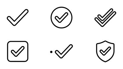 Checkmark Icons Set: Simple Tick Marks, Approved Symbols, Verification Graphics, Confirmation Signs © Sumaiya