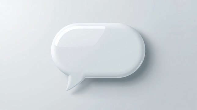 Minimalist white speech bubble icon on a clean, light gray background