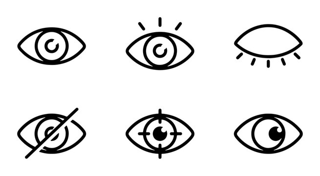 Eye Icons Set, Vision Symbols Collection, Ophthalmology and Sight Graphics