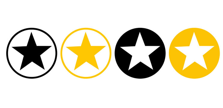 Set of favorite star yellow and black rating icon