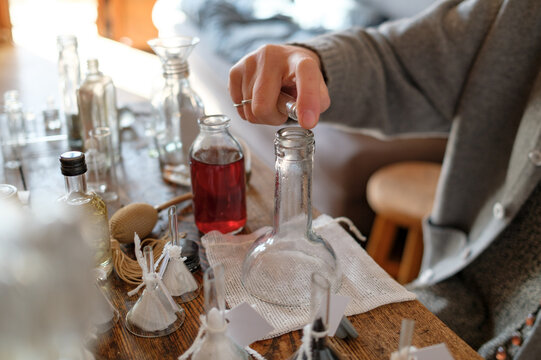 Perfumer testing a fragrance during the creation process