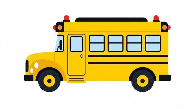 Classic yellow school bus illustration with windows and wheels ready for back to school transportation
