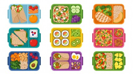 Fototapeta premium Back to School Bento Boxes Filled With Healthy and Delicious Lunch Options For Kids