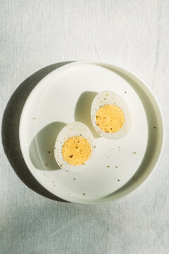 Hard Boiled Eggs On Plate