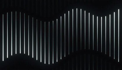 Obraz premium Abstract vertical light lines on black background. Modern glowing wave pattern design.