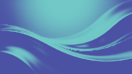 Obraz premium Dynamic blue and teal halftone wave vector illustration for modern graphic design usage.