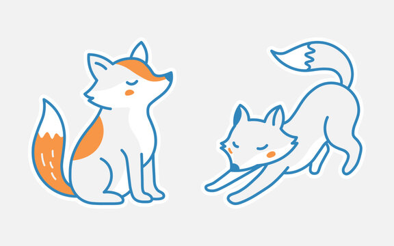 Charming fox duo illustration a playful design for children's decor and whimsical graphic projects