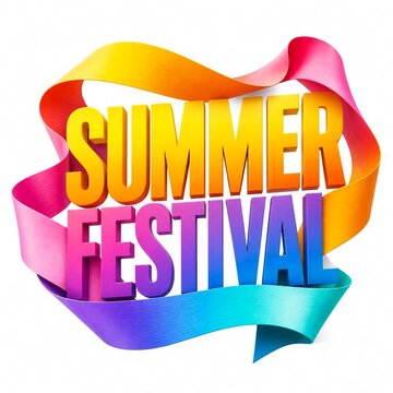 Vibrant Summer Celebration with Colorful Gradient Ribbon and Bold Event Typography