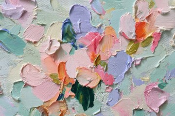 Obraz premium Abstract pastel floral texture with painterly impasto petals