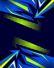 Custom vertical slats with your photo Abstract blue and white racing vector template featuring a grunge background texture and dynamic halftone