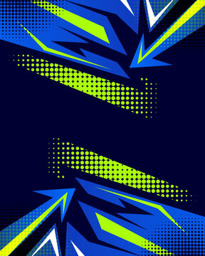 Abstract blue and white racing vector template featuring a grunge background texture and dynamic halftone
