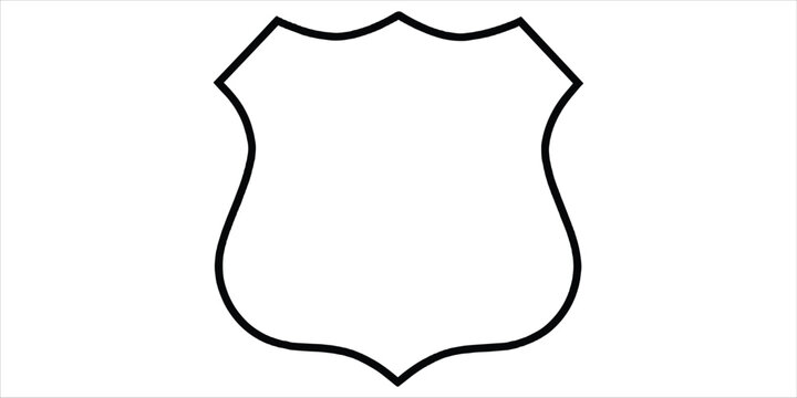 Blank shield shape outline for route or designation sign on white background Keywords: blank, shield, shape, outline, sign, route