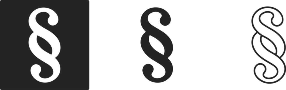 Three Paragraph Symbols Section Signs In Different Styles And Colors Keywords: paragraph symbol, section sign, law symbol, legal