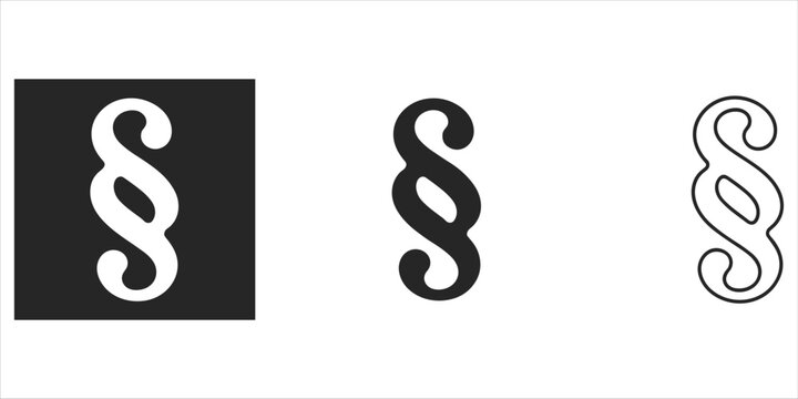 Three Paragraph Symbols Section Signs In Different Styles And Colors Keywords: paragraph symbol, section sign, law symbol, legal