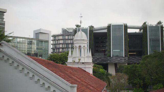 Elegant heritage buildings with colonial architecture creating a timeless urban landscape in Singapore city and an iconic tourism destination in Asia 