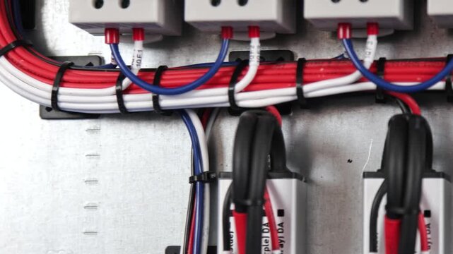 Connecting electrical modules using copper insulated electrical wires in the electrical switchboard. 