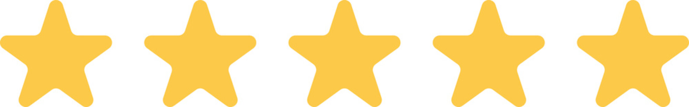 Five bright yellow stars arranged in a row representing a five out of five star rating