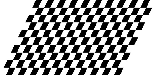 Obraz premium Geometric black and white checkered pattern tilted at an angle on a clean white background surface