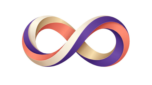 Colorful infinity symbol with gradient texture isolated on transparent background