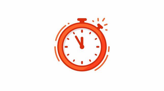 Orange Stopwatch Icon With Ringing Sound Waves Isolated On White Background in white background.
